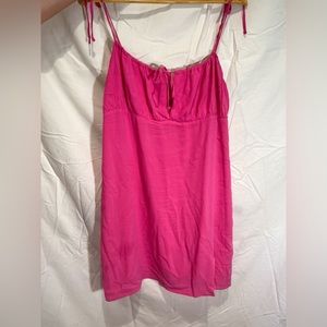 Hot Pink Tie Strap dress with keyhole